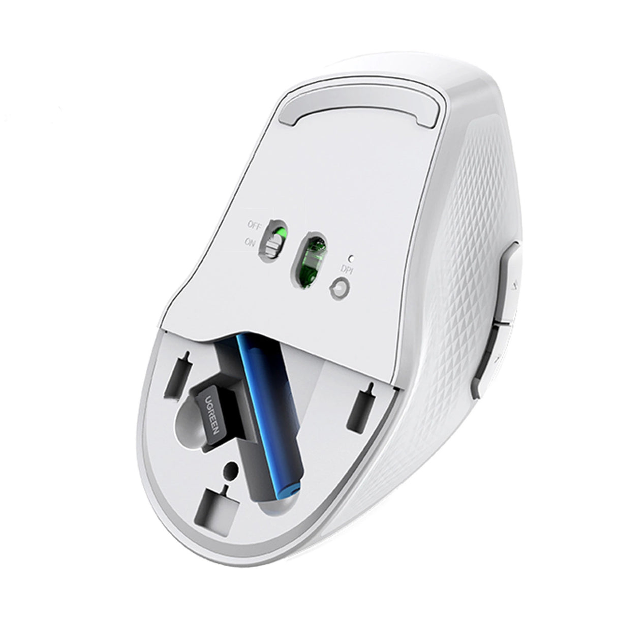 Ugreen MU101 ergonomisk trådløs mus Bluetooth / 2,4 GHz - hvid