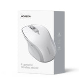 Ugreen MU101 ergonomisk trådløs mus Bluetooth / 2,4 GHz - hvid