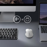 Ugreen MU101 ergonomisk trådløs mus Bluetooth / 2,4 GHz - hvid