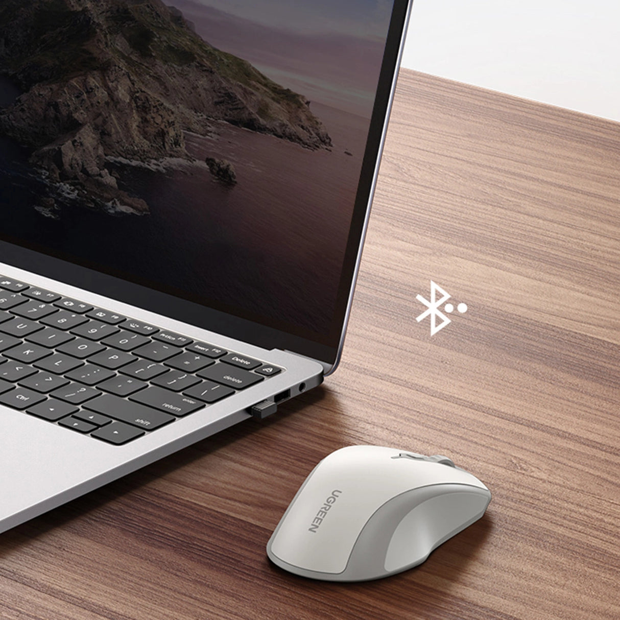 Ugreen MU101 ergonomisk trådløs mus Bluetooth / 2,4 GHz - hvid