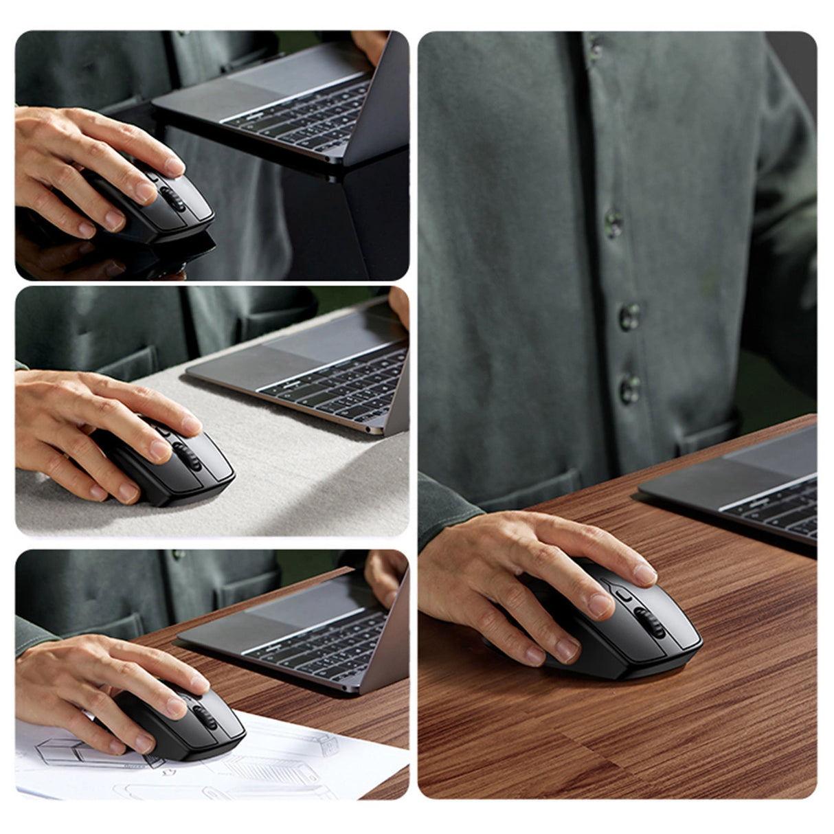 Ugreen MU101 ergonomisk trådløs mus Bluetooth 2,4 GHz - blå