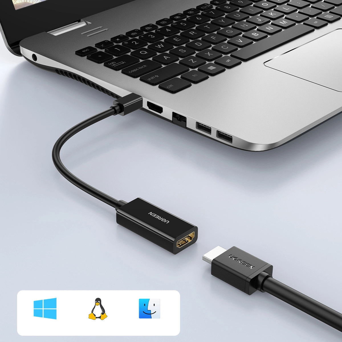 Ugreen MD112 40360 mini DisplayPort (mandlig) / HDMI (kvindelig) 4K 2K 30Hz adapter - sort