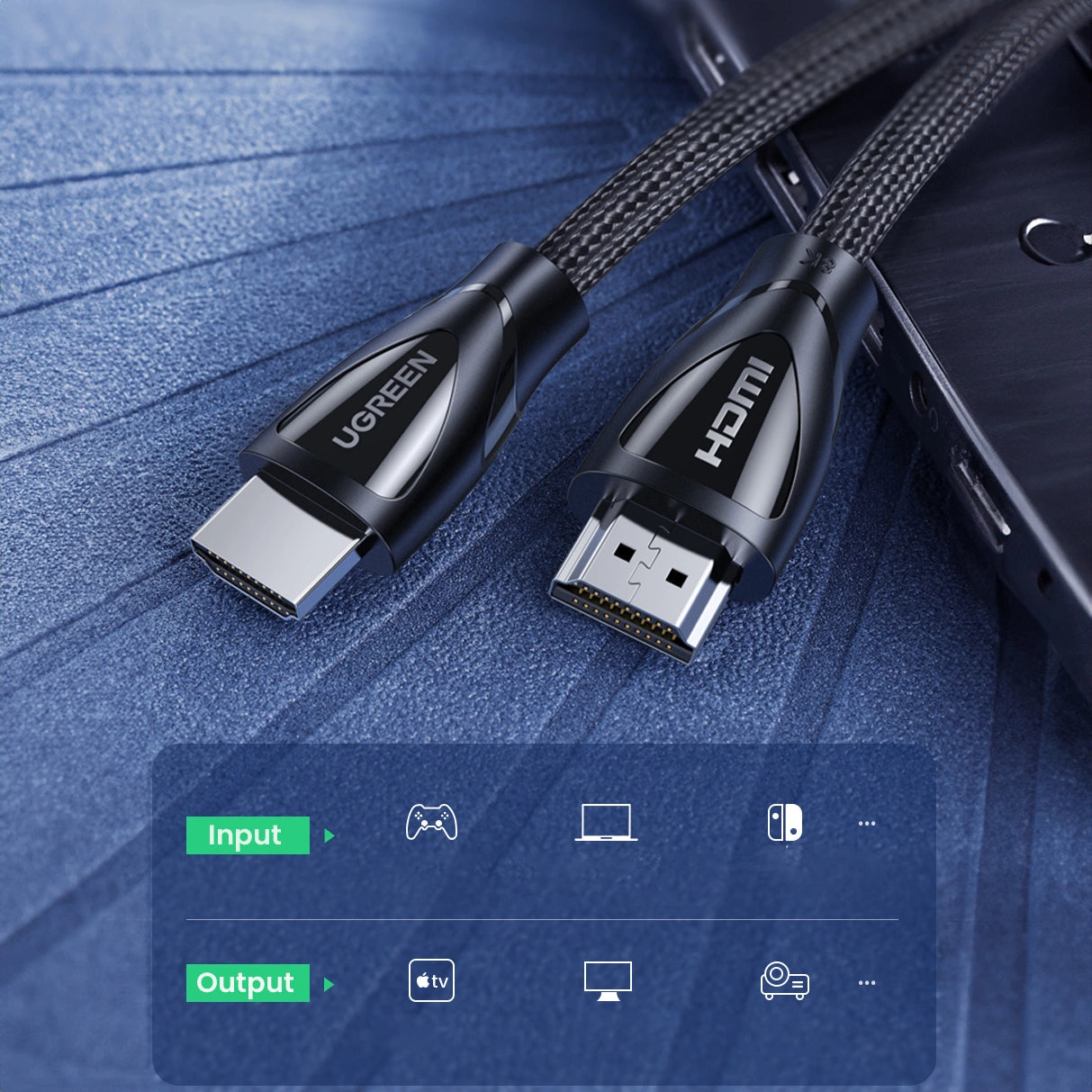 Ugreen HD140 80404 HDMI 2.1 / HDMI 2.1 kabel 3m - sort