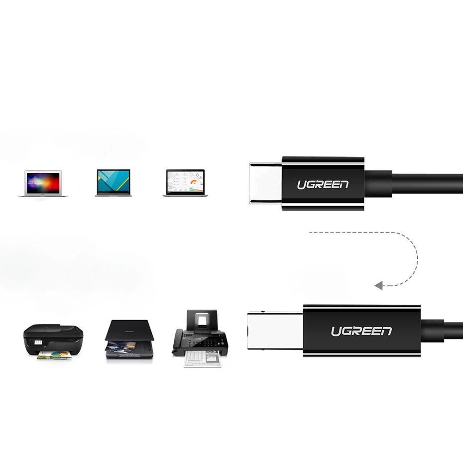 Ugreen US241 USB-C 2.0 - USB-B kabel 1 m - sort