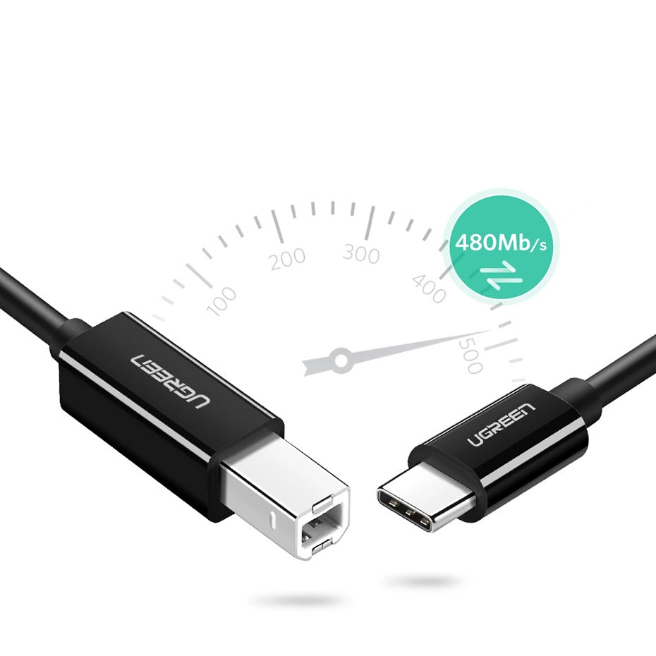 Ugreen US241 USB-C 2.0 - USB-B kabel 1 m - sort
