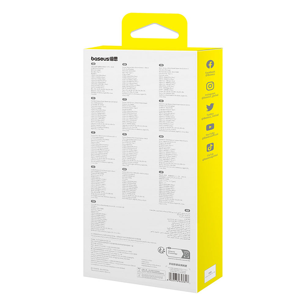 HUB 10in1 Baseus Metal Gleam Series USB-C til USB-C PD / USB-C / 3x USB-A / 2x HDMI / RJ-45 / SD / TF - sort