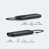 HUB 10in1 Baseus Metal Gleam Series USB-C til USB-C PD / USB-C / 3x USB-A / 2x HDMI / RJ-45 / SD / TF - sort