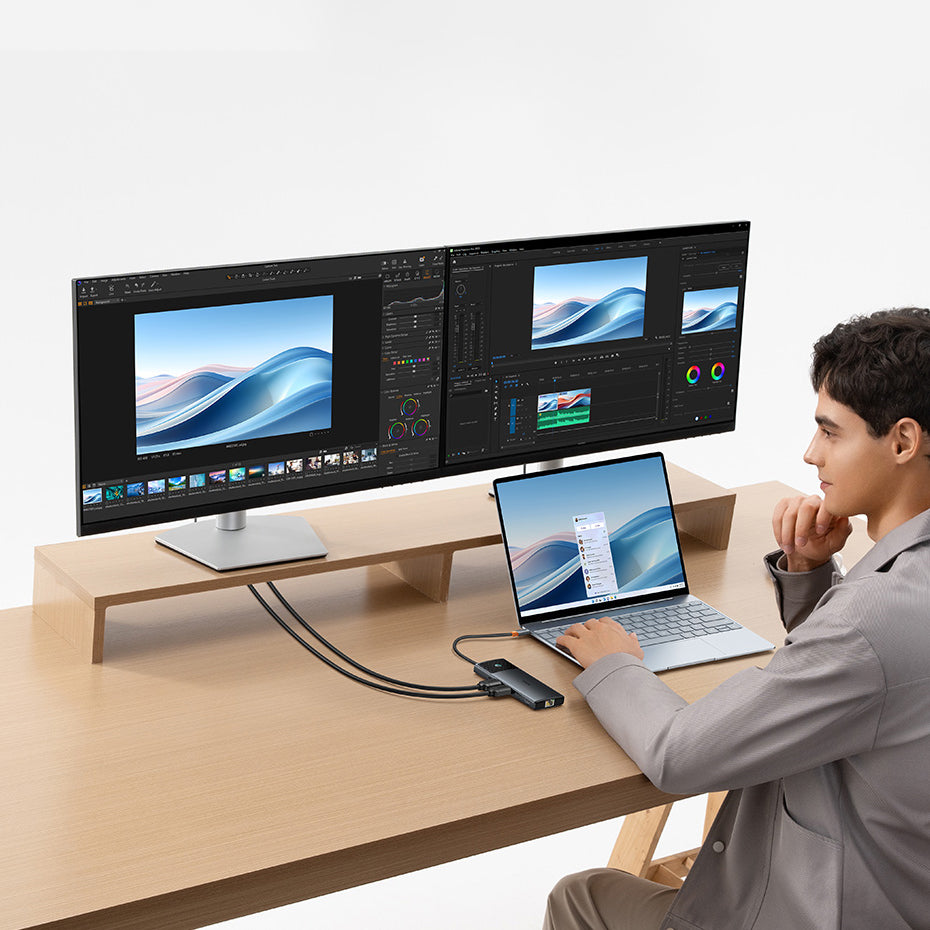 HUB 10in1 Baseus Metal Gleam Series USB-C til USB-C PD / USB-C / 3x USB-A / 2x HDMI / RJ-45 / SD / TF - sort
