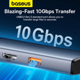 USB HUB 6in1 Baseus Metal Gleam Series II USB-A/USB-C/USB-C PD/HDMI/RJ45 - sort