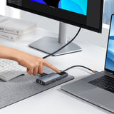 USB HUB 6in1 Baseus Metal Gleam Series II USB-A/USB-C/USB-C PD/HDMI/RJ45 - sort