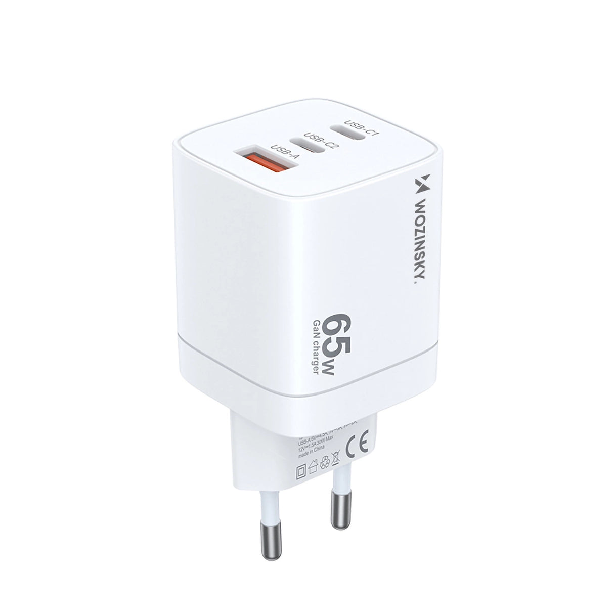Wozinsky CGWCW 65W USB-A / 2 x USB-C GaN vægoplader - hvid