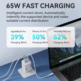 Wozinsky CGWCW 65W USB-A / 2 x USB-C GaN vægoplader - hvid
