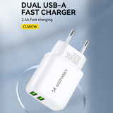 Wozinsky CUWCW 2.4A 2 x USB-A vægoplader - hvid