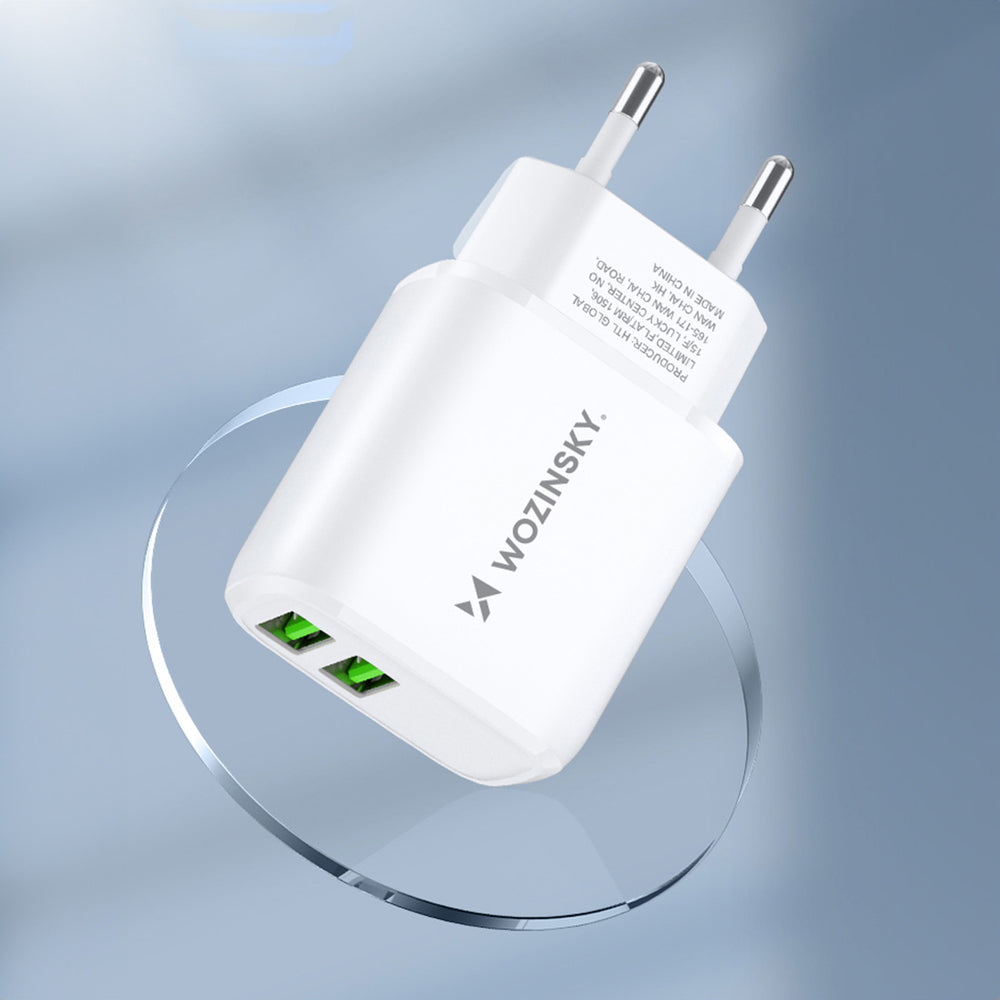 Wozinsky CUWCW 2.4A 2 x USB-A vægoplader - hvid