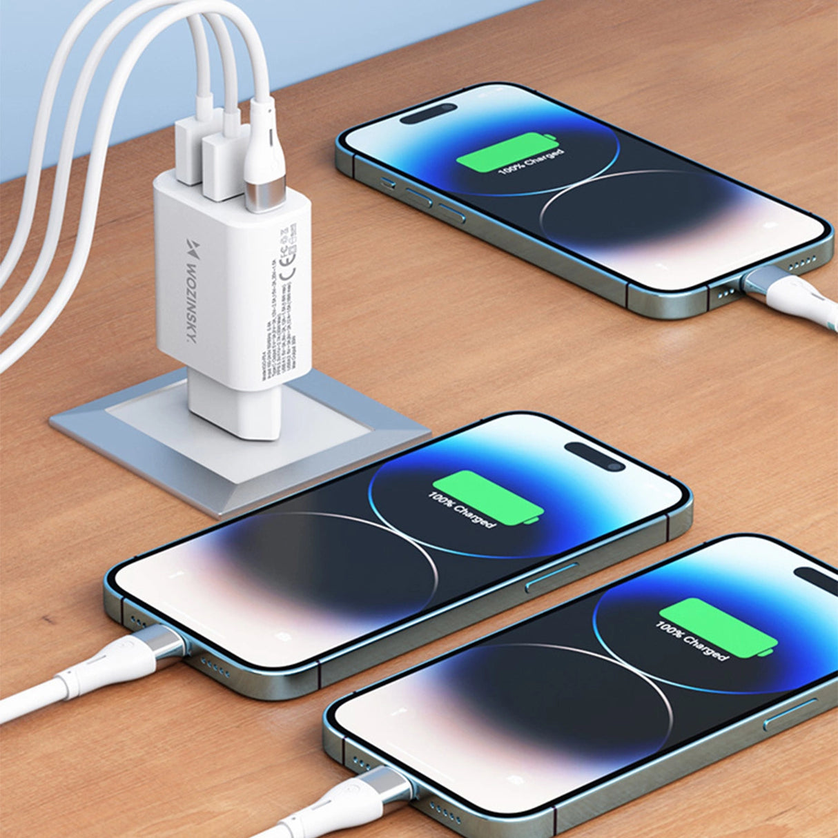Wozinsky CWCUCW 30W USB-C / 2 x USB-A vægoplader - hvid