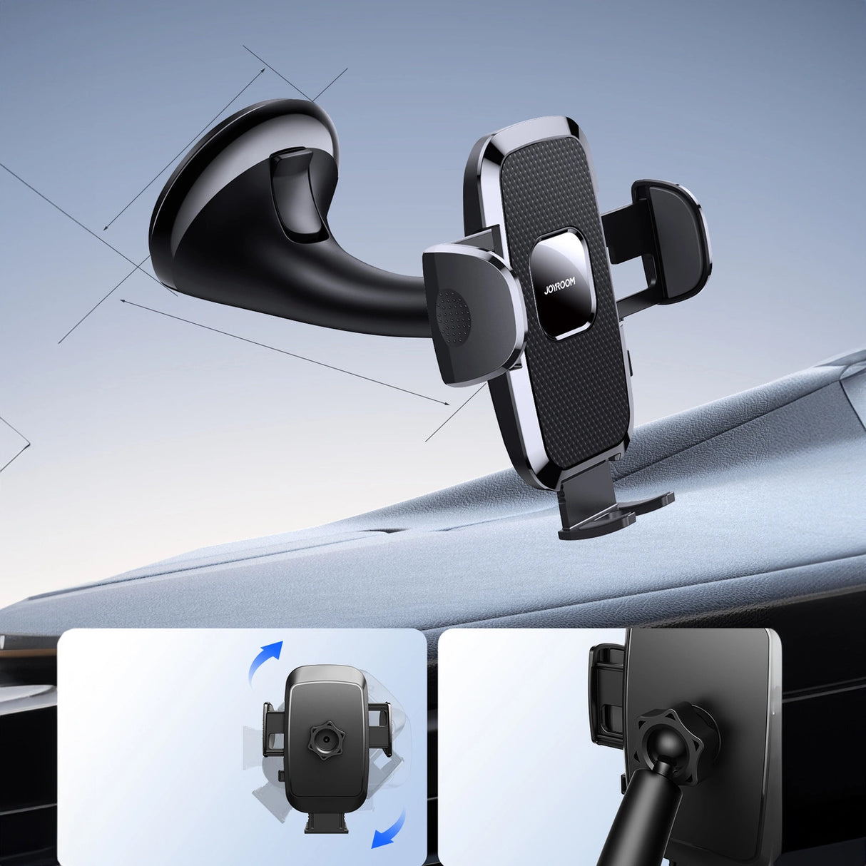 Joyroom JR-ZS259 mekanisk bilholder universel til telefon på cockpit / vindue - sort