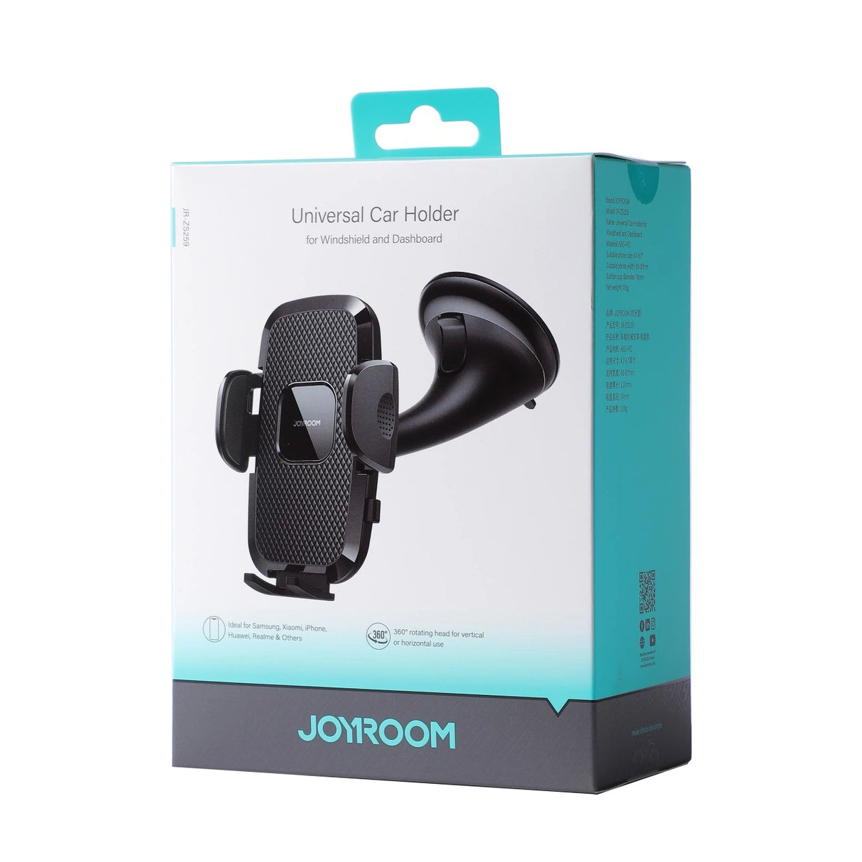 Joyroom JR-ZS259 mekanisk bilholder universel til telefon på cockpit / vindue - sort