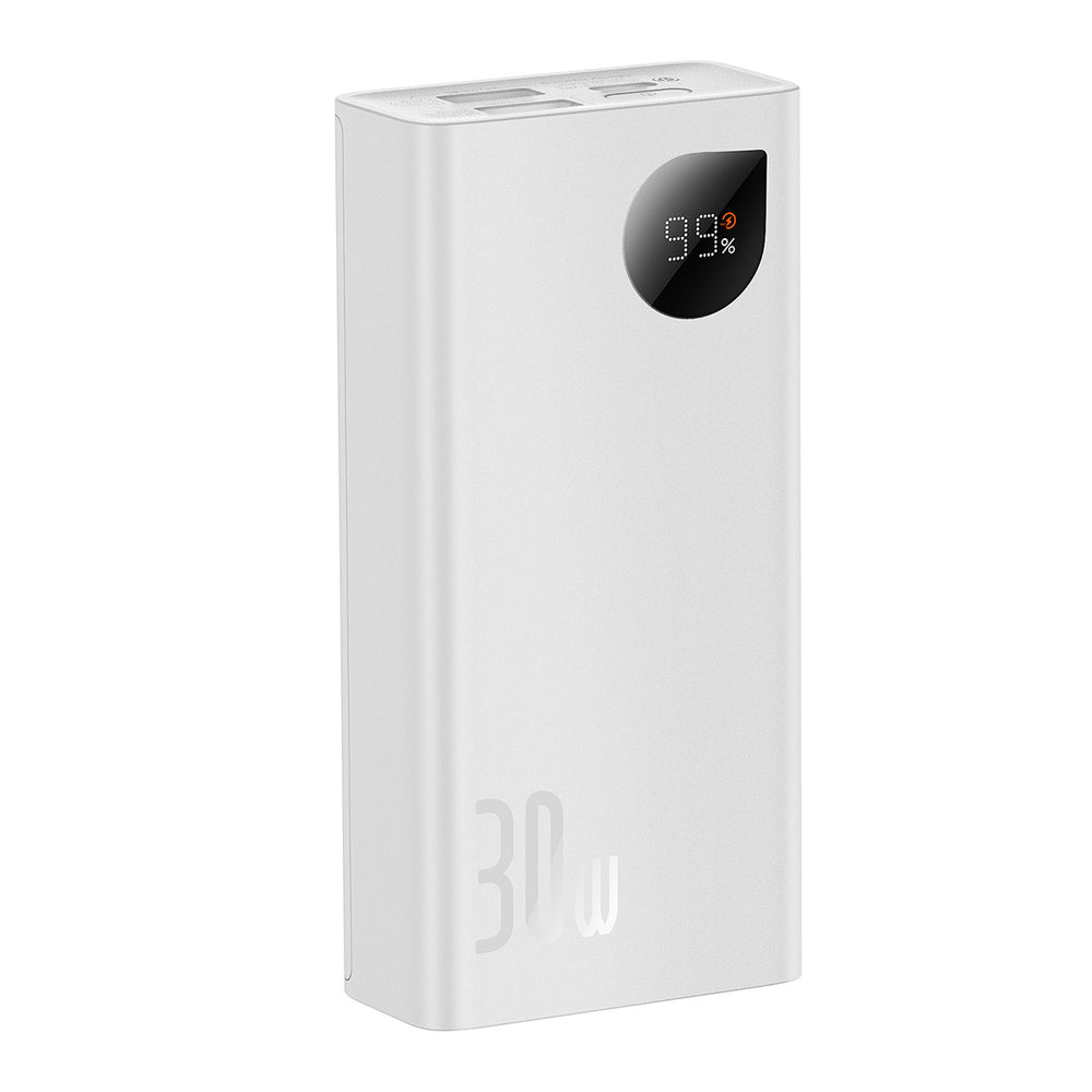 Baseus Adaman2 powerbank med digital skærm 2x USB-A / 1x USB-C 10000mAh 30W - hvid
