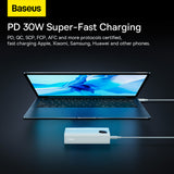Baseus Adaman2 powerbank med digital skærm 2x USB-A / 1x USB-C 10000mAh 30W - hvid