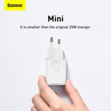 Baseus Sius USB-C 25W 3A hurtigoplader med USB-C / USB-C 1m kabel - hvid