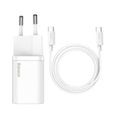 Baseus Sius USB-C 25W 3A hurtigoplader med USB-C / USB-C 1m kabel - hvid