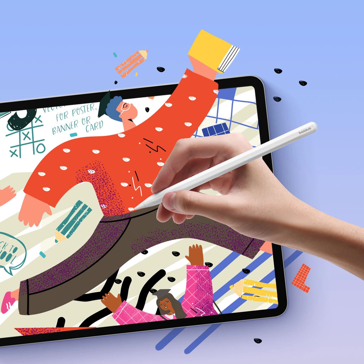 Baseus Smooth Writing 2 Overseas Edition stylus med aktiv spids til iPad med udskiftelig spids - hvid