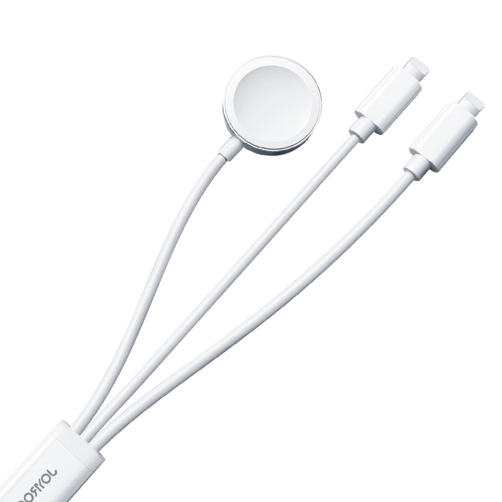 Joyroom S-IW007 3-i-1-kabel USB-A magnetisk oplader - Lightning 1,2 m - hvid
