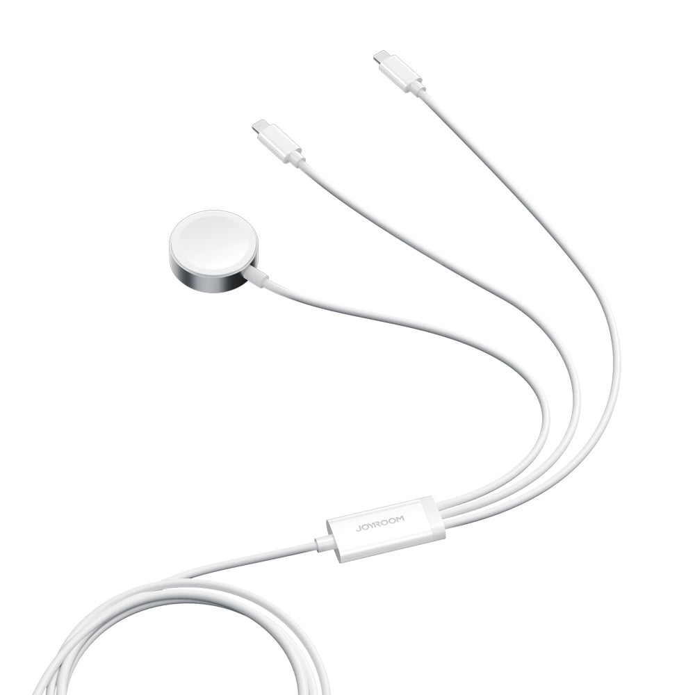 Joyroom S-IW007 3-i-1-kabel USB-A magnetisk oplader - Lightning 1,2 m - hvid