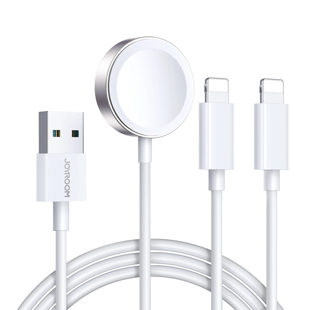 Joyroom S-IW007 3-i-1-kabel USB-A magnetisk oplader - Lightning 1,2 m - hvid