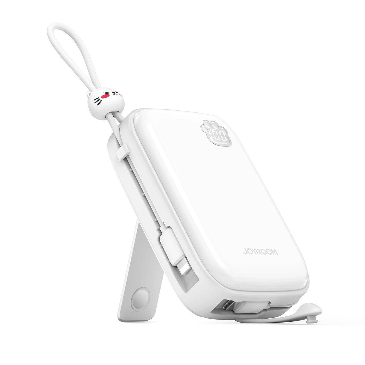 Powerbank Joyroom JR-L008 Plus Cutie Series 22.5W 20000mAh med stativ + USB-A - USB-C kabel - hvid
