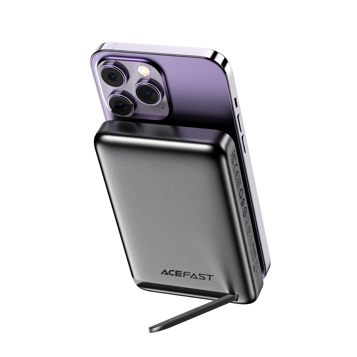 Acefast M6 PD 20W 10000mAh Induktiv Powerbank + Kabel - sort