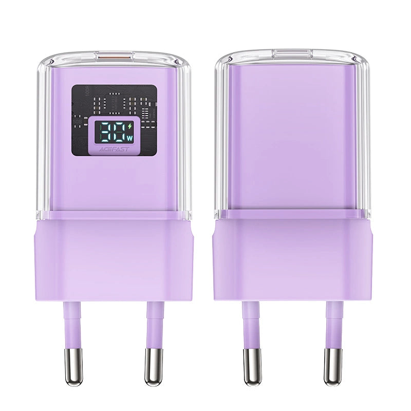 Acefast A53 PD 30W GaN USB-C oplader med display - lilla