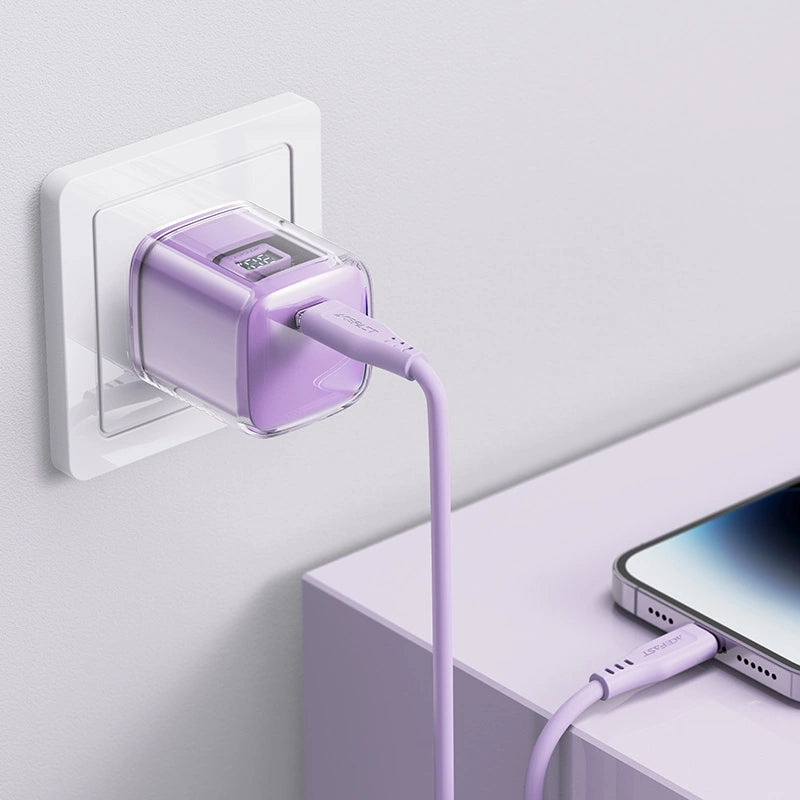 Acefast A53 PD 30W GaN USB-C oplader med display - lilla
