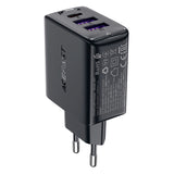 Acefast A57 PD 35W GaN oplader 2 x USB-A + USB-C med 3 porte - sort