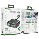 Acefast Z4 PD 218W GaN 3 x USB-C + USB-A multifunktionsadapter med 4 porte - Grå