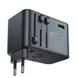 Acefast Z1 GaN 75W PD rejse oplader adapter 3x USB-C 2x USB-A - sort