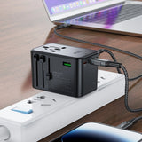 Acefast Z1 GaN 75W PD rejse oplader adapter 3x USB-C 2x USB-A - sort