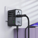 Acefast Z1 GaN 75W PD rejse oplader adapter 3x USB-C 2x USB-A - sort