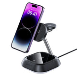 3in1 Acefast E16 15W induktiv opladningsstation til telefon / hovedtelefoner / ur - sort