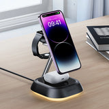 3in1 Acefast E16 15W induktiv opladningsstation til telefon / hovedtelefoner / ur - sort