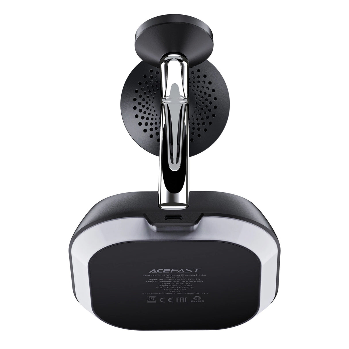 3in1 Acefast E16 15W induktiv opladningsstation til telefon / hovedtelefoner / ur - sort