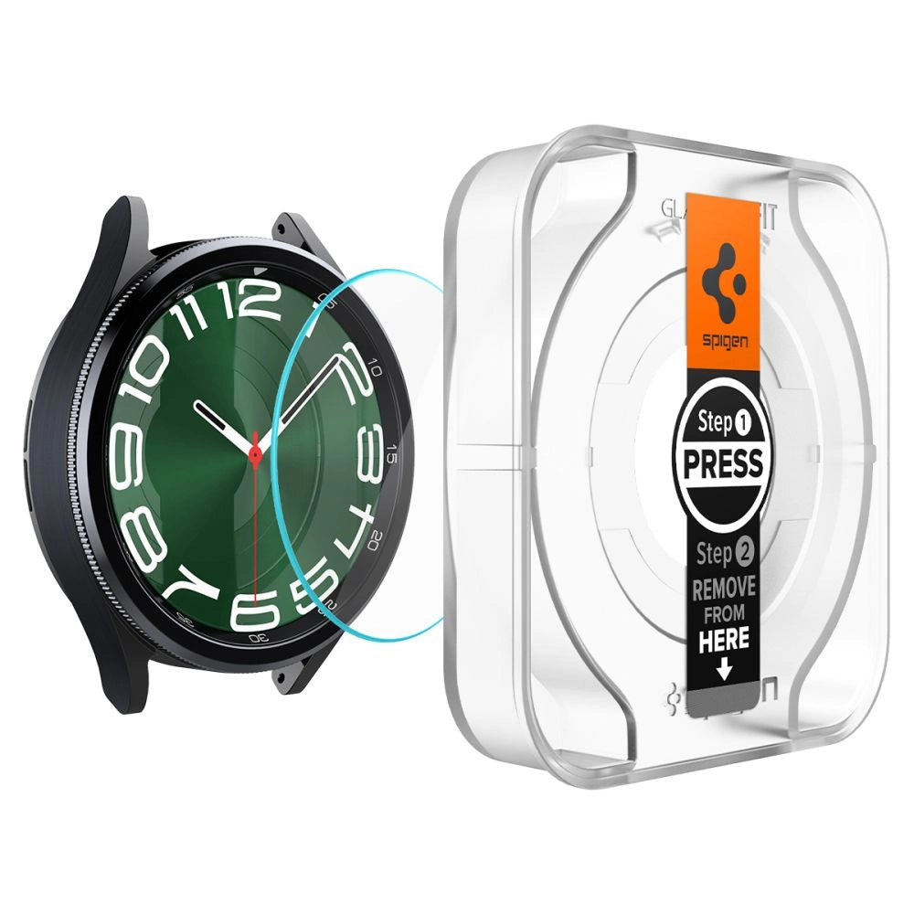 Spigen Glas.tR EZ Fit hærdet glas til Samsung Galaxy Watch 6 Classic (47 mm) - 2 stk.