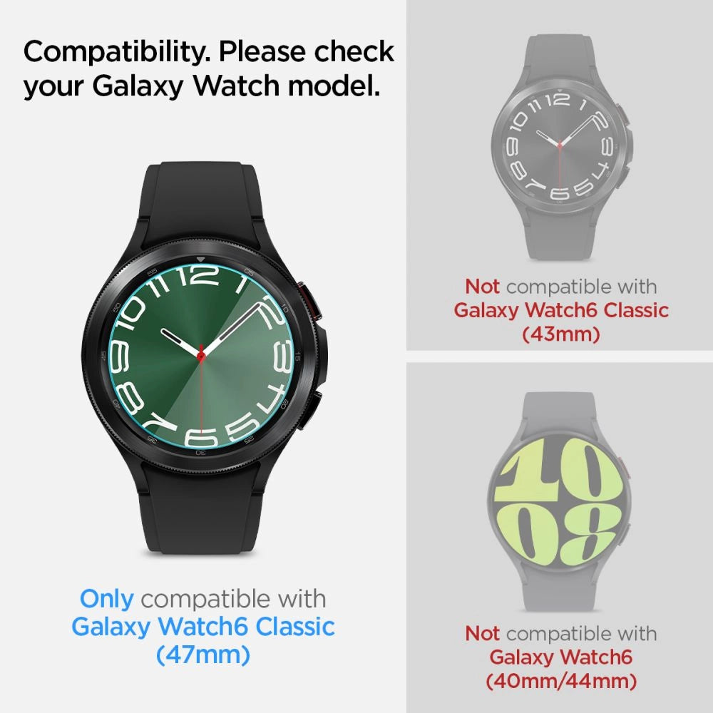 Spigen Glas.tR EZ Fit hærdet glas til Samsung Galaxy Watch 6 Classic (47 mm) - 2 stk.