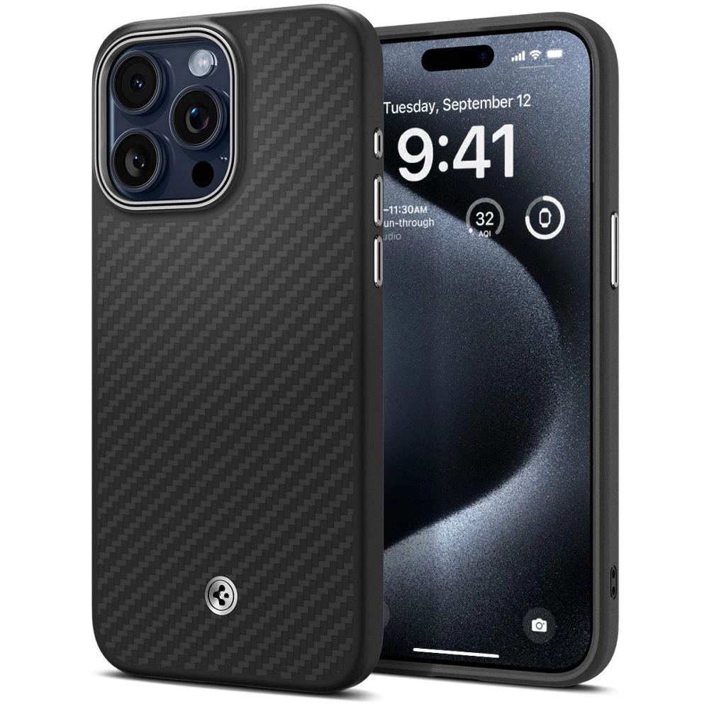 Spigen Enzo Aramid Mag Case med MagSafe til iPhone 15 Pro - Matte Black