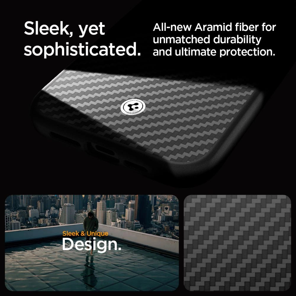 Spigen Enzo Aramid Mag Case med MagSafe til iPhone 15 Pro - Matte Black