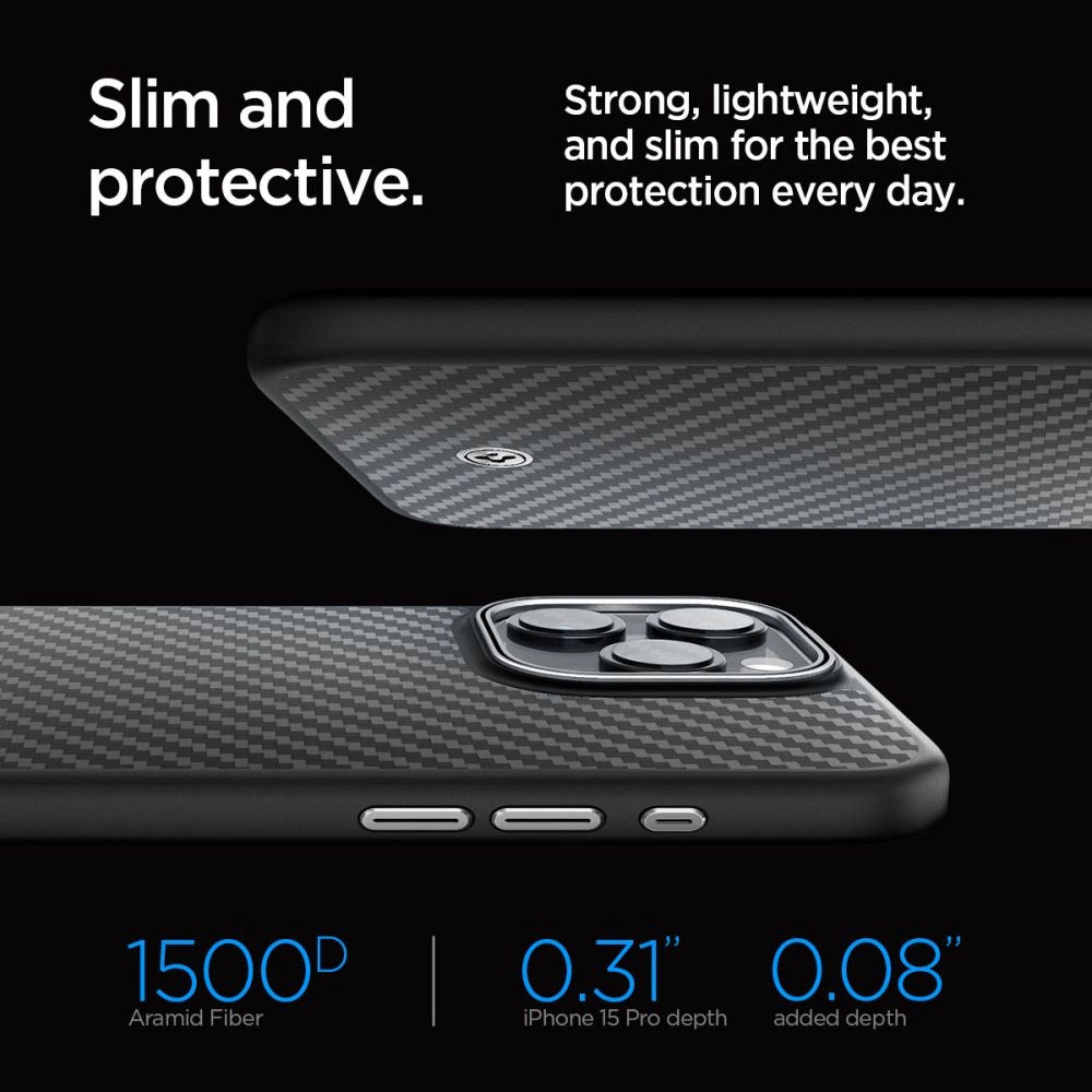 Spigen Enzo Aramid Mag Case med MagSafe til iPhone 15 Pro - Matte Black