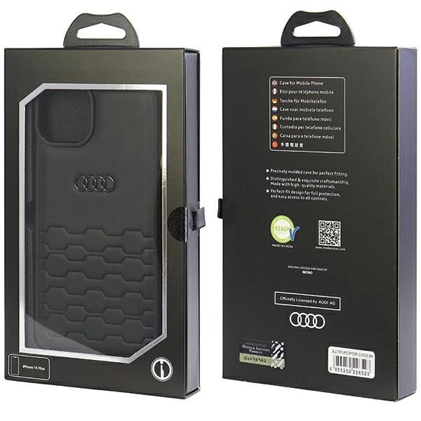 Audi GT Syntetisk læderfoder til iPhone 15 Plus - sort