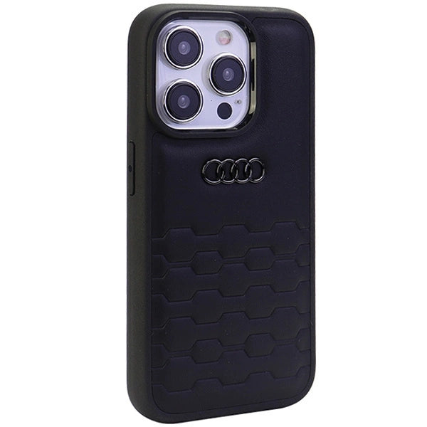 Audi GT Syntetisk læderfoder til iPhone 15 Pro Max - sort