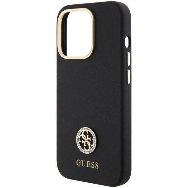 Guess Silicone Logo Strass 4G Case til iPhone 15 Pro - sort