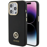Guess Silicone Logo Strass 4G-hylster til iPhone 15 Pro Max - sort